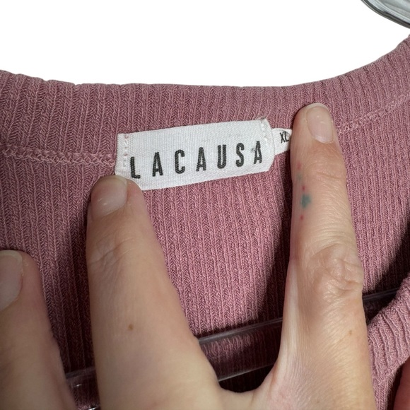 Lacausa | Ribbed Cropped Tank in Woodrose XL - Picture 3 of 4